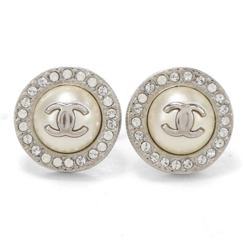 Chanel Cc Logo Earrings Silver-Tone #261342C89B